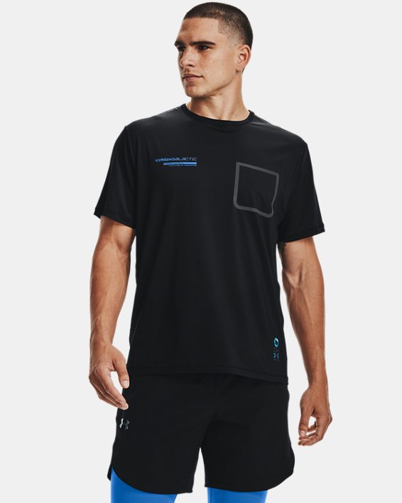 Men's UA + Virgin Galactic Pocket Short Sleeve, Black, pdpMainDesktop image number 1